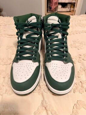 Nike Air Jordan Green and White High-Top Sneaker